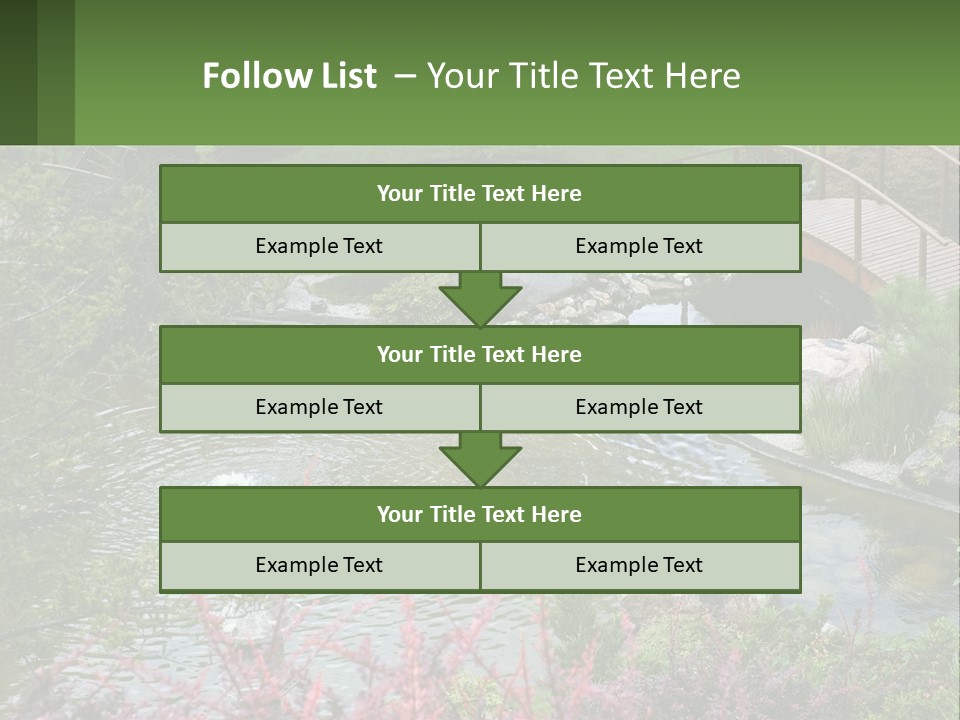 A Bridge Over A Small Pond In A Garden PowerPoint Template