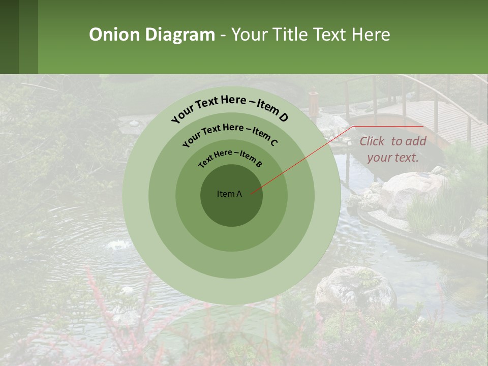 A Bridge Over A Small Pond In A Garden PowerPoint Template