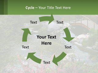 A Bridge Over A Small Pond In A Garden PowerPoint Template