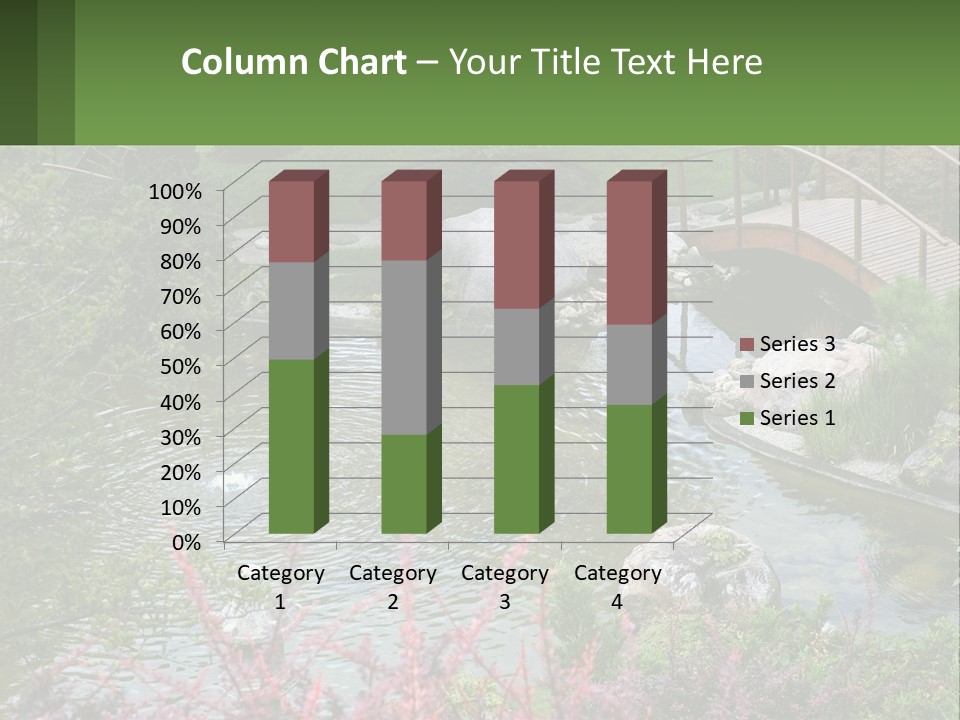 A Bridge Over A Small Pond In A Garden PowerPoint Template
