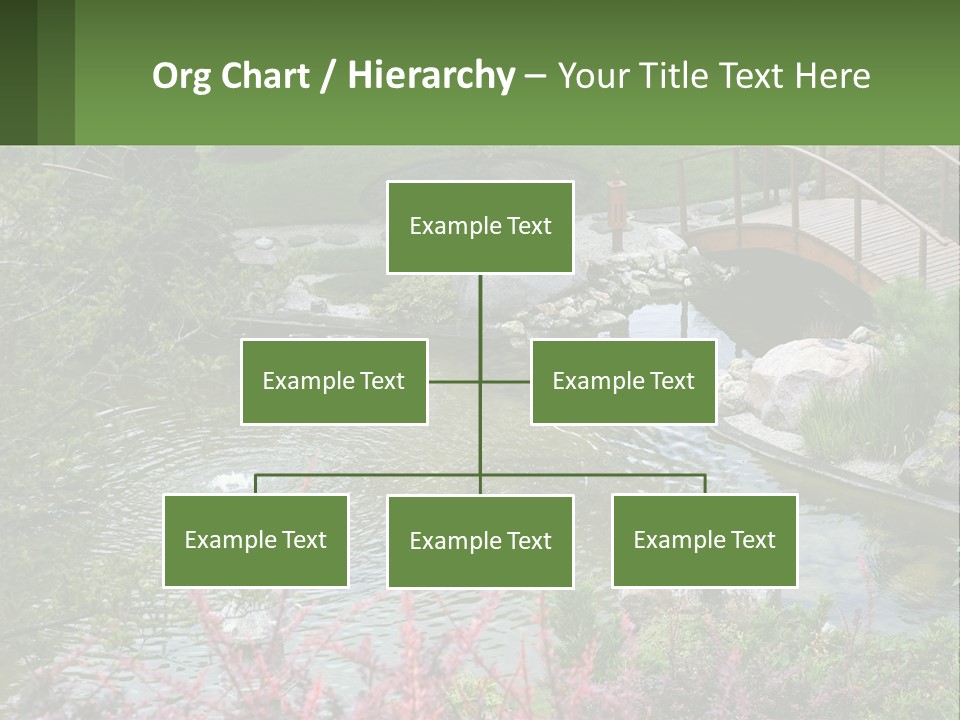 A Bridge Over A Small Pond In A Garden PowerPoint Template