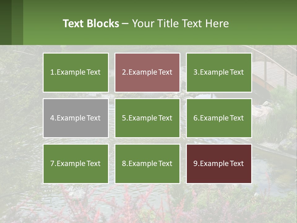 A Bridge Over A Small Pond In A Garden PowerPoint Template