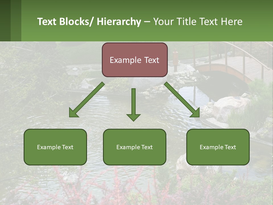 A Bridge Over A Small Pond In A Garden PowerPoint Template
