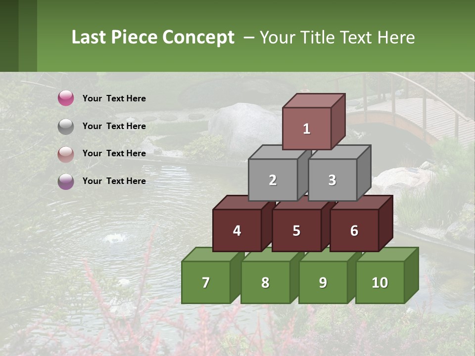 A Bridge Over A Small Pond In A Garden PowerPoint Template
