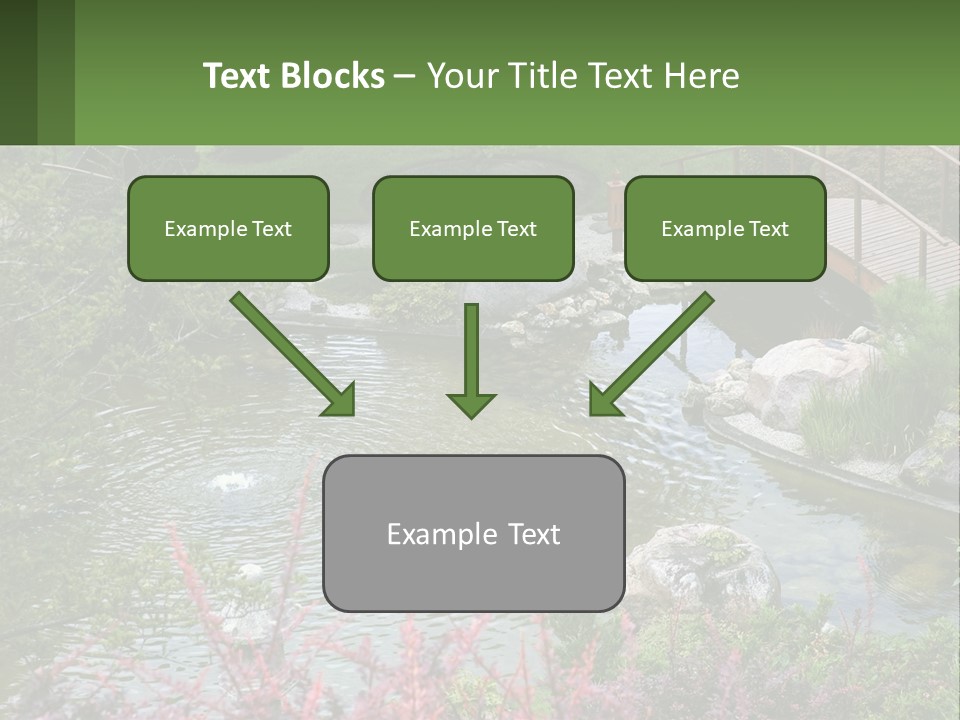 A Bridge Over A Small Pond In A Garden PowerPoint Template