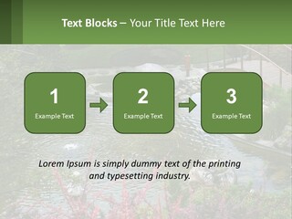 A Bridge Over A Small Pond In A Garden PowerPoint Template