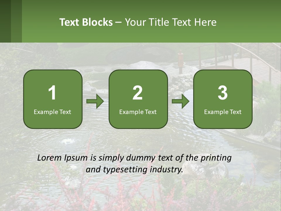 A Bridge Over A Small Pond In A Garden PowerPoint Template