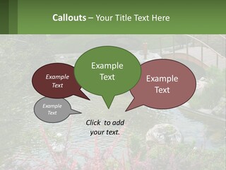 A Bridge Over A Small Pond In A Garden PowerPoint Template