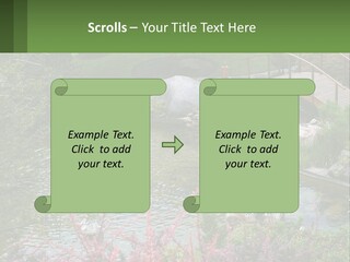A Bridge Over A Small Pond In A Garden PowerPoint Template