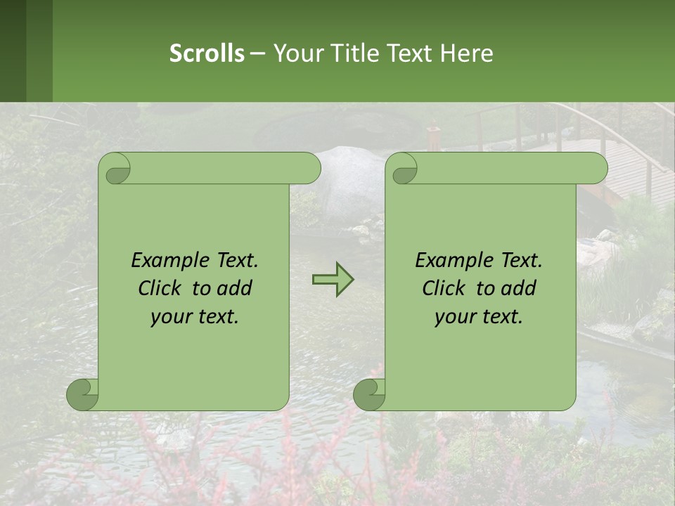 A Bridge Over A Small Pond In A Garden PowerPoint Template