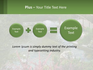 A Bridge Over A Small Pond In A Garden PowerPoint Template
