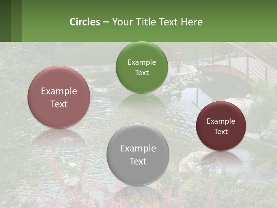 A Bridge Over A Small Pond In A Garden PowerPoint Template