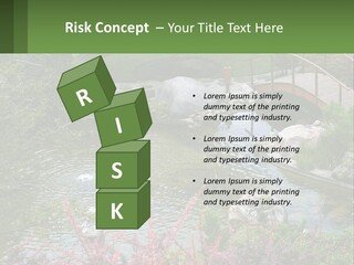 A Bridge Over A Small Pond In A Garden PowerPoint Template