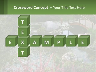 A Bridge Over A Small Pond In A Garden PowerPoint Template