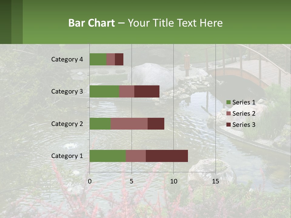 A Bridge Over A Small Pond In A Garden PowerPoint Template