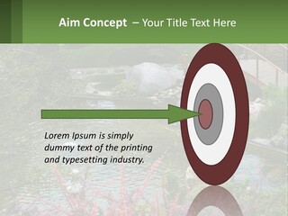 A Bridge Over A Small Pond In A Garden PowerPoint Template