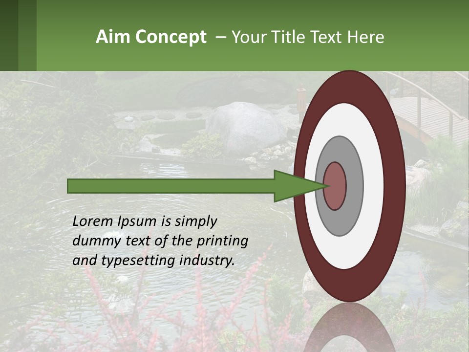 A Bridge Over A Small Pond In A Garden PowerPoint Template