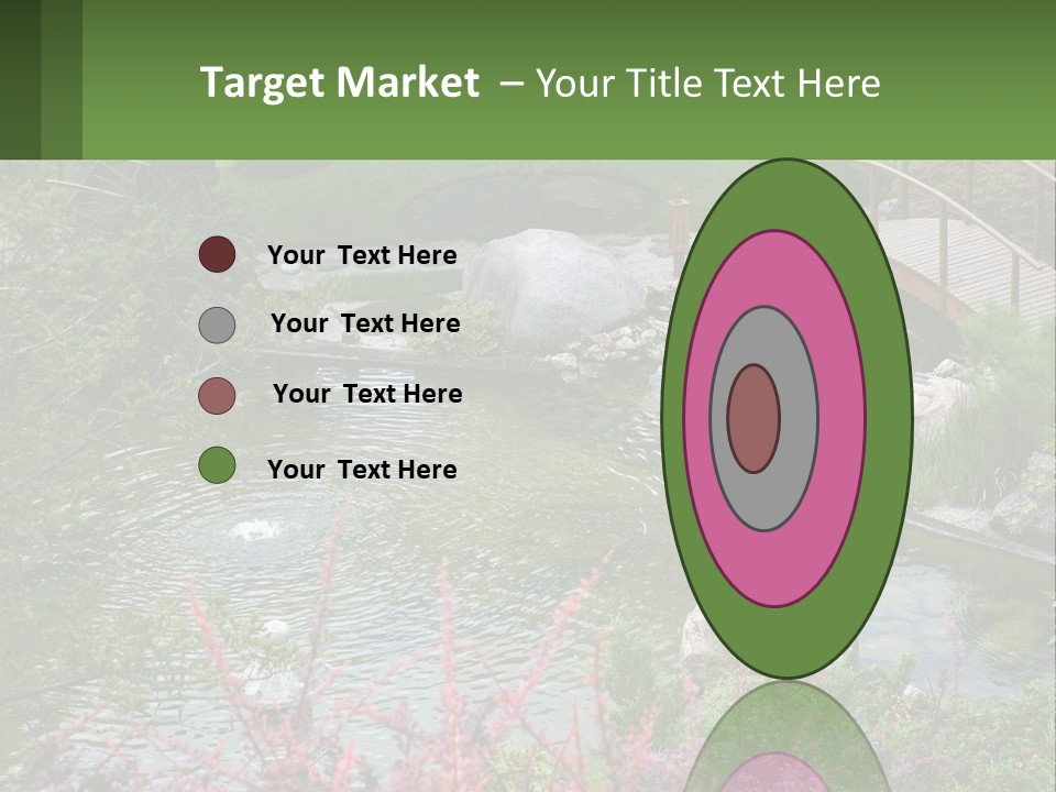 A Bridge Over A Small Pond In A Garden PowerPoint Template