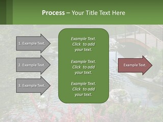 A Bridge Over A Small Pond In A Garden PowerPoint Template