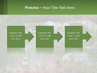 A Bridge Over A Small Pond In A Garden PowerPoint Template