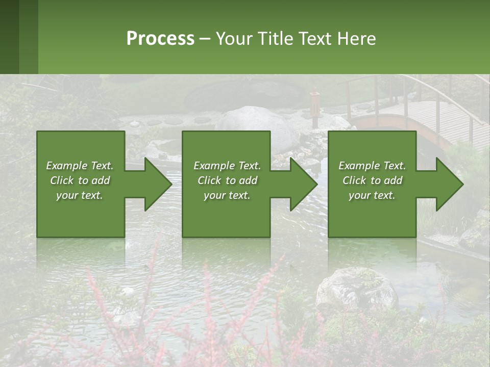 A Bridge Over A Small Pond In A Garden PowerPoint Template