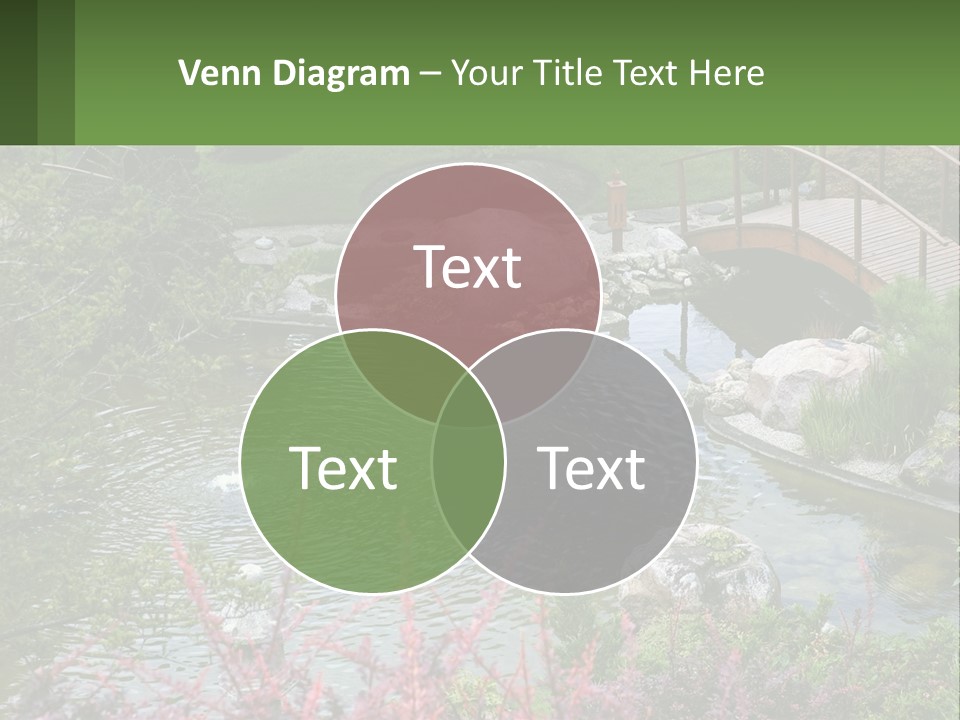 A Bridge Over A Small Pond In A Garden PowerPoint Template