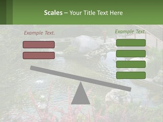 A Bridge Over A Small Pond In A Garden PowerPoint Template