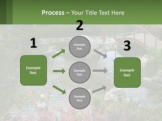 A Bridge Over A Small Pond In A Garden PowerPoint Template