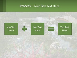 A Bridge Over A Small Pond In A Garden PowerPoint Template