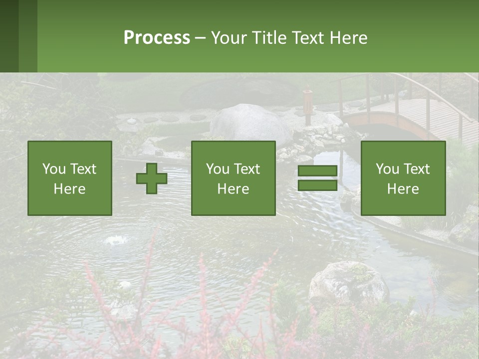 A Bridge Over A Small Pond In A Garden PowerPoint Template