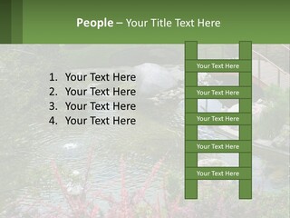 A Bridge Over A Small Pond In A Garden PowerPoint Template
