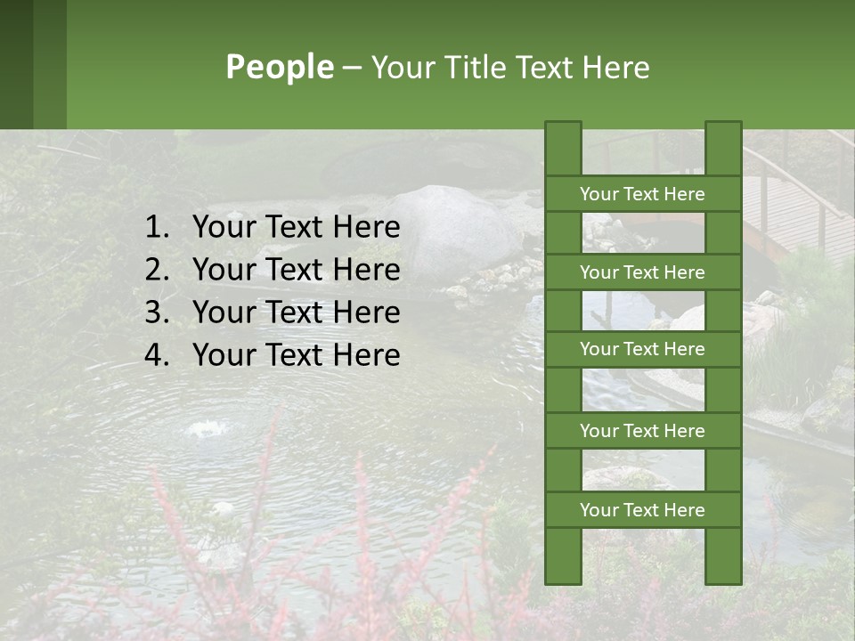 A Bridge Over A Small Pond In A Garden PowerPoint Template