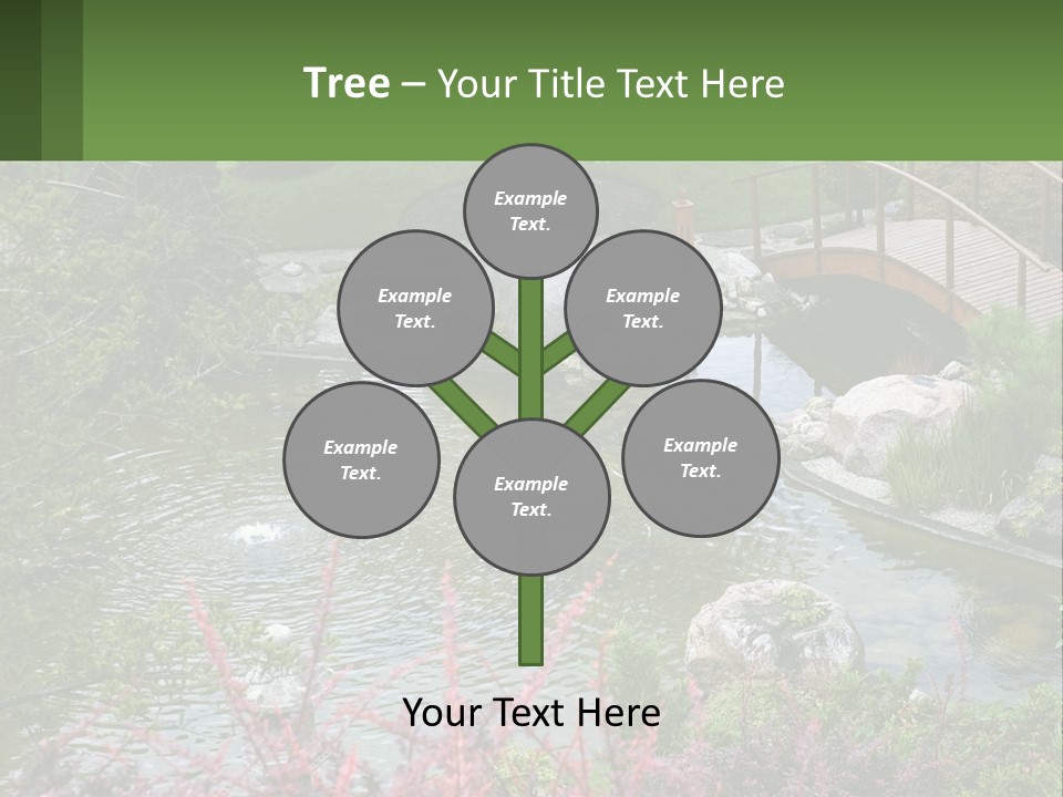 A Bridge Over A Small Pond In A Garden PowerPoint Template
