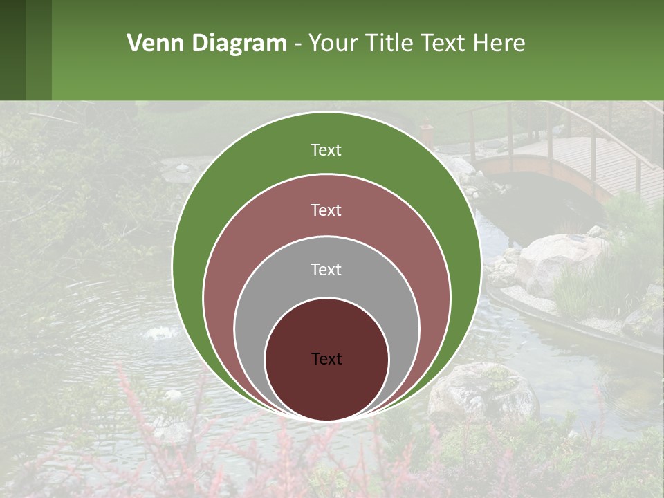A Bridge Over A Small Pond In A Garden PowerPoint Template
