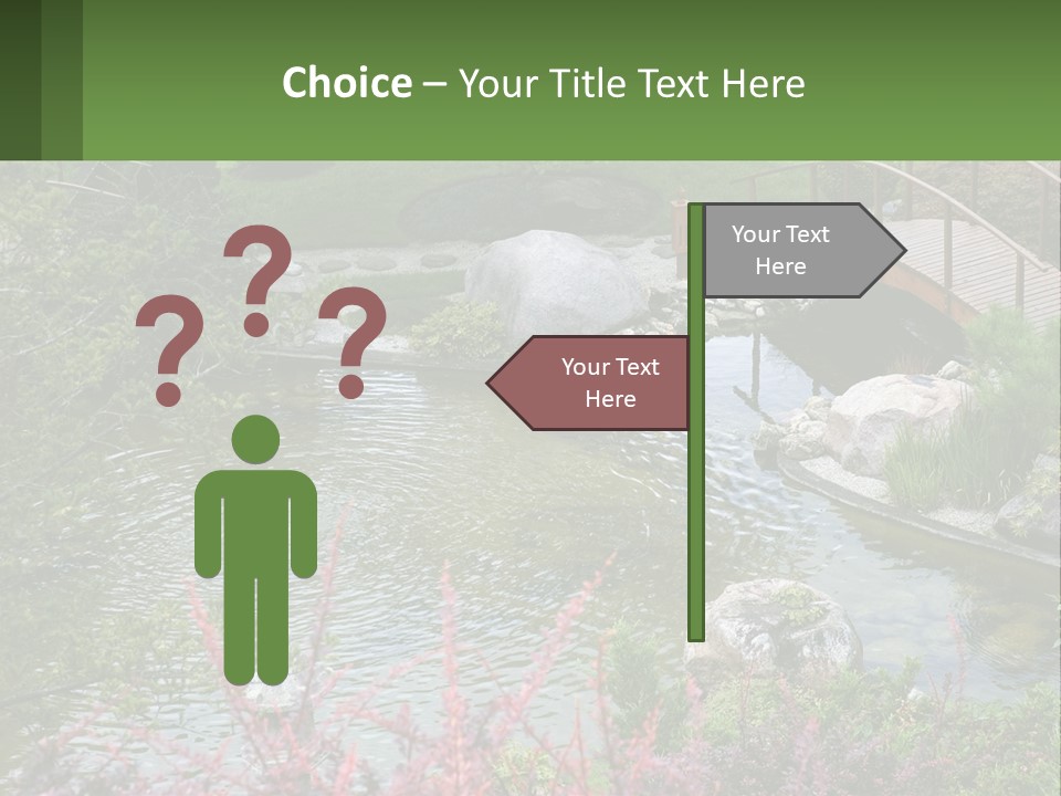 A Bridge Over A Small Pond In A Garden PowerPoint Template