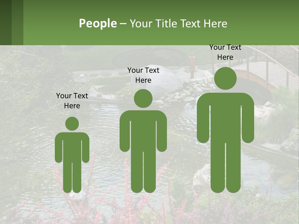 A Bridge Over A Small Pond In A Garden PowerPoint Template