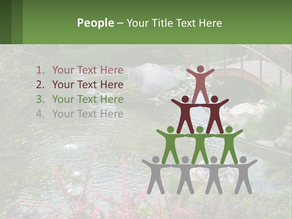 A Bridge Over A Small Pond In A Garden PowerPoint Template