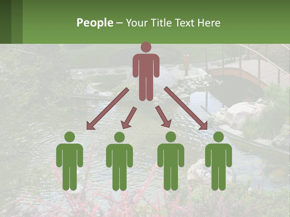 A Bridge Over A Small Pond In A Garden PowerPoint Template