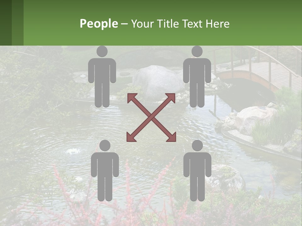 A Bridge Over A Small Pond In A Garden PowerPoint Template