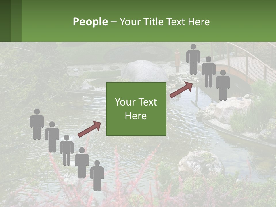 A Bridge Over A Small Pond In A Garden PowerPoint Template