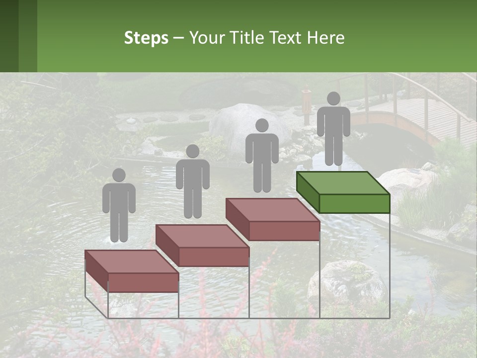A Bridge Over A Small Pond In A Garden PowerPoint Template