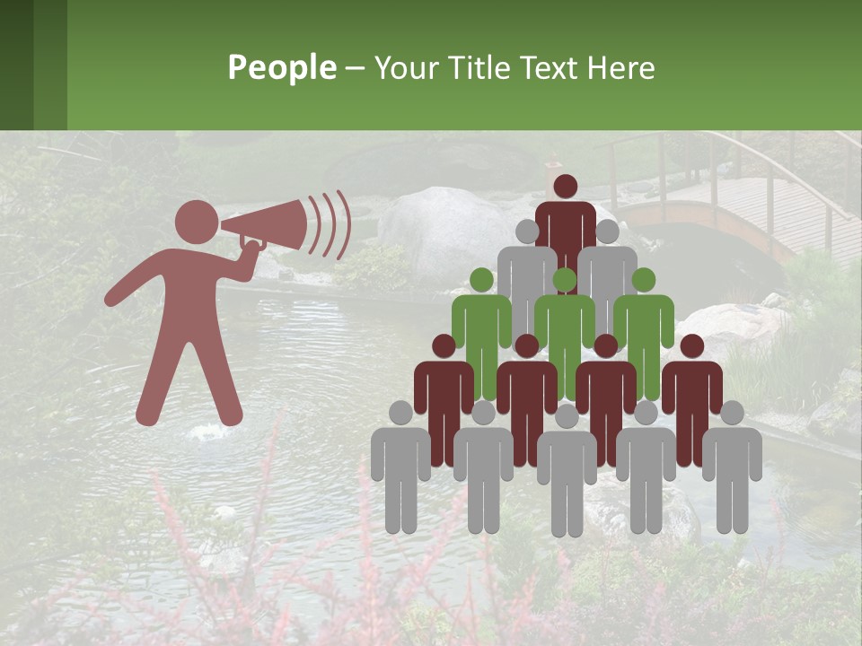 A Bridge Over A Small Pond In A Garden PowerPoint Template