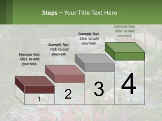 A Bridge Over A Small Pond In A Garden PowerPoint Template