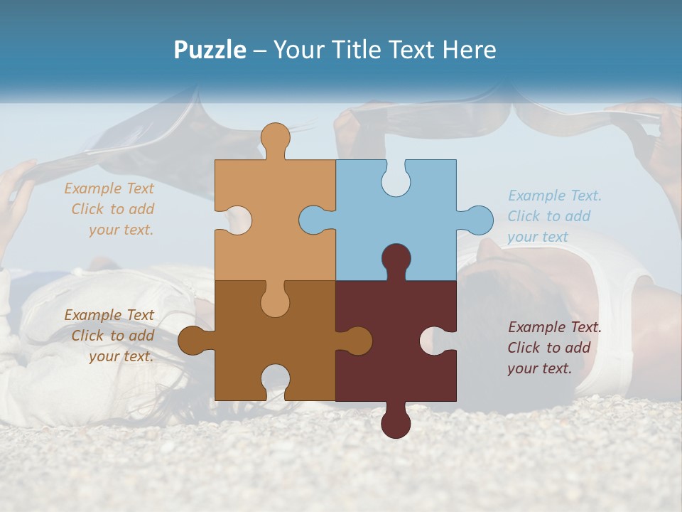 A Man And Woman Laying On The Beach Reading Books PowerPoint Template