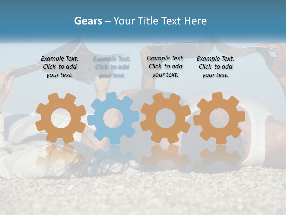 A Man And Woman Laying On The Beach Reading Books PowerPoint Template