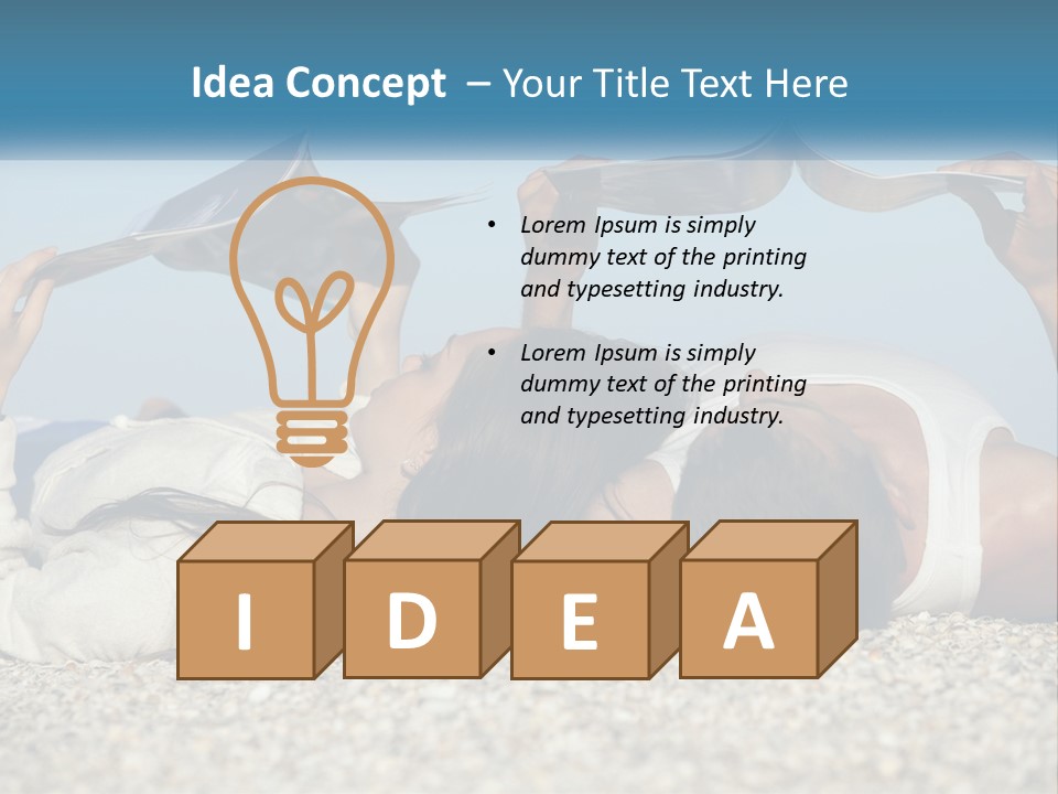 A Man And Woman Laying On The Beach Reading Books PowerPoint Template