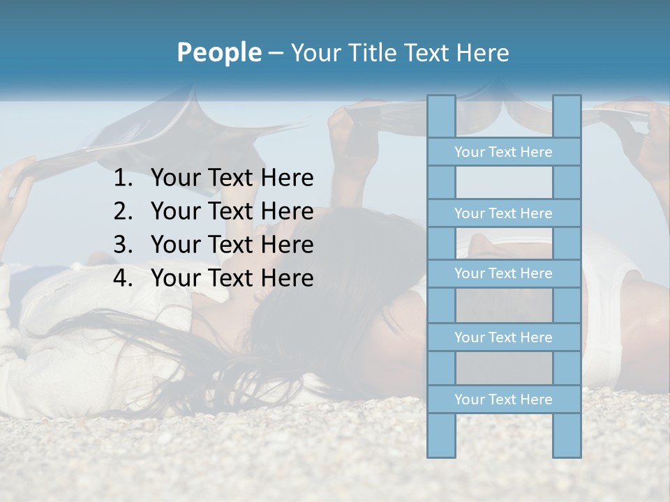 A Man And Woman Laying On The Beach Reading Books PowerPoint Template