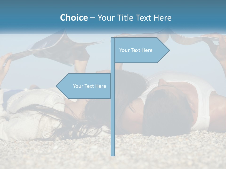 A Man And Woman Laying On The Beach Reading Books PowerPoint Template