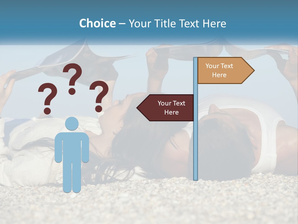 A Man And Woman Laying On The Beach Reading Books PowerPoint Template