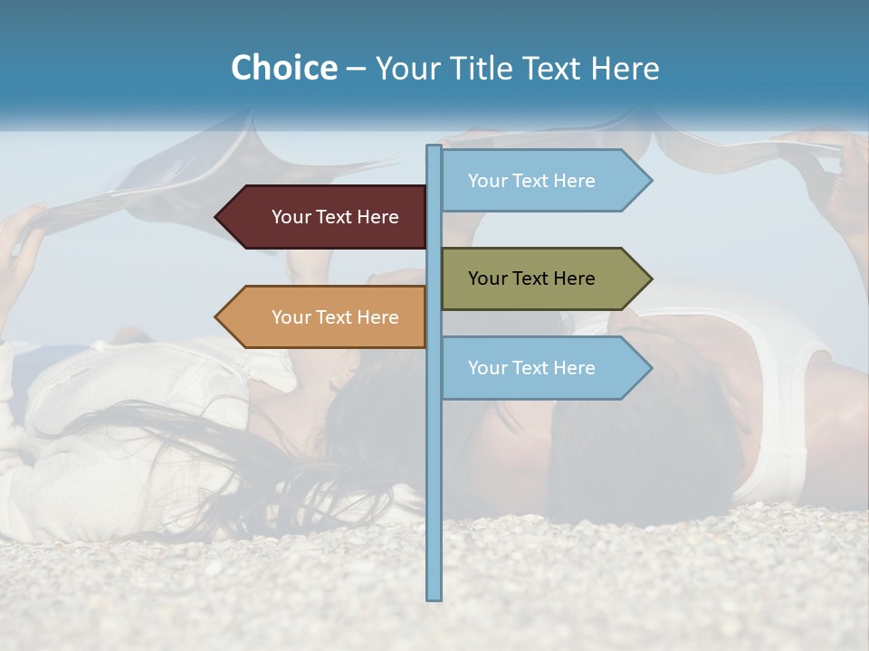 A Man And Woman Laying On The Beach Reading Books PowerPoint Template